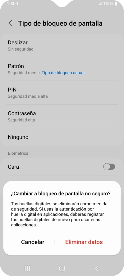Pulsa Eliminar datos.