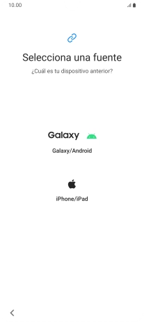 Pulsa el ajuste deseado y sigue las instrucciones de la pantalla para transferir el contenido del otro teléfono.