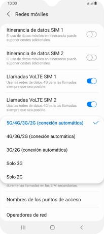 Pulsa el tipo de red deseado.