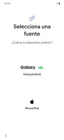 Pulsa el ajuste deseado y sigue las instrucciones de la pantalla para transferir el contenido del otro teléfono.