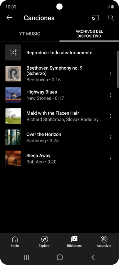 Pulsa el archivo de música deseado.