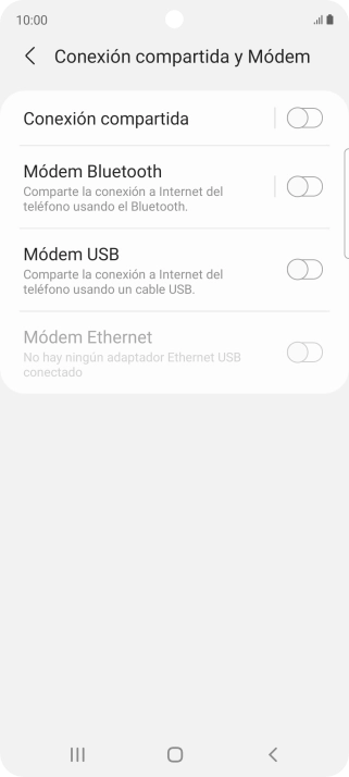 Pulsa Conexión compartida.