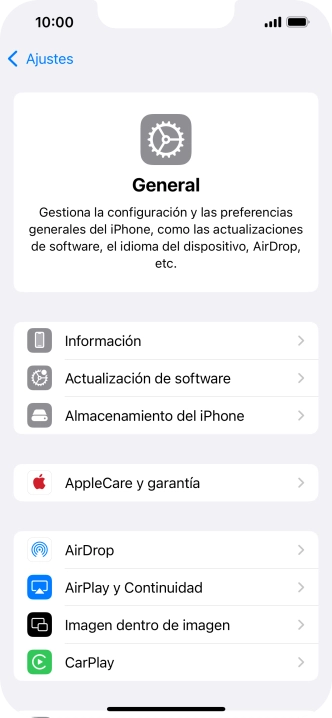 Pulsa Actualización de software. Si hay una versión de software nueva disponible, aparecerá ahora en la pantalla. Sigue las indicaciones de la pantalla para actualizar el software del teléfono.