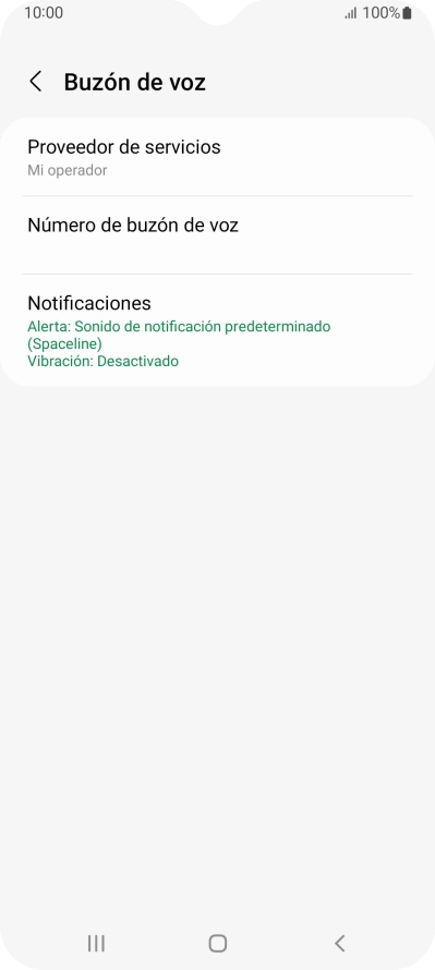 Pulsa Número de buzón de voz.