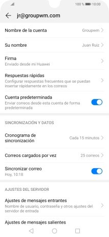 Pulsa Nombre de la cuenta e introduce el nombre de la cuenta de correo electrónico.