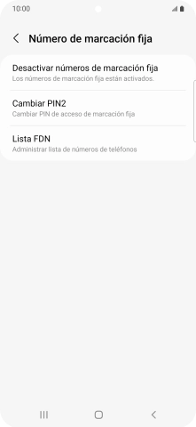 Pulsa Desactivar números de marcación fija.