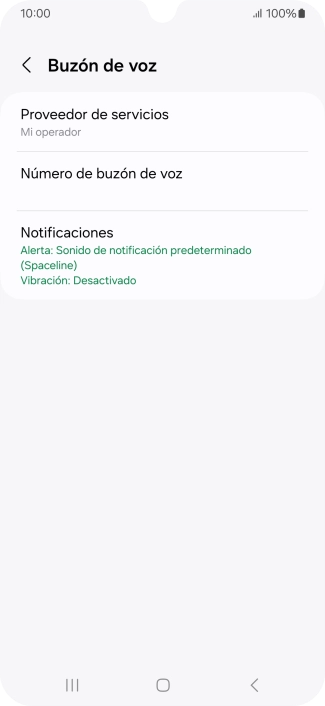 Pulsa Número de buzón de voz.