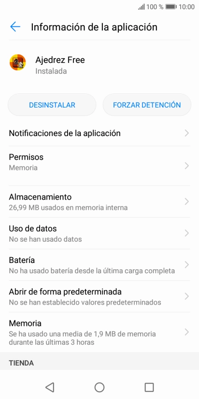 Pulsa Almacenamiento.