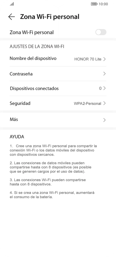 Pulsa Nombre del dispositivo e introduce el nombre deseado de la conexión wifi