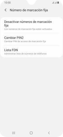 Pulsa Desactivar números de marcación fija.