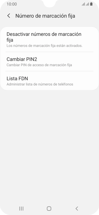 Pulsa Desactivar números de marcación fija.