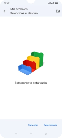 Si deseas crear una nueva carpeta, pulsa el icono de nueva carpeta y sigue las indicaciones de la pantalla para crearla.