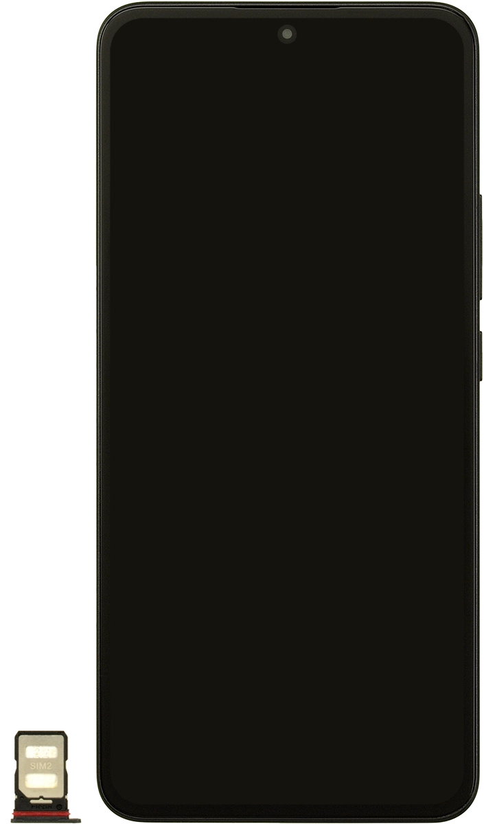 Gira la tarjeta SIM de modo que la esquina biselada de la tarjeta coincida con la esquina biselada del segundo contenedor. A continuación insértala en el contenedor.