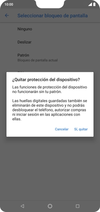 Pulsa Sí, quitar.