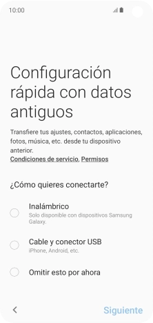 Puedes transferir el contenido de otro teléfono cuando activas tu teléfono por primera vez y cuando lo has restablecido. Cuando aparezca en la pantalla del teléfono esta imagen, ya está listo para la transmisión del contenido del otro teléfono.