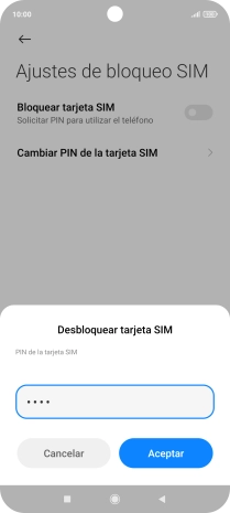 Introduce tu código PIN y pulsa Aceptar.