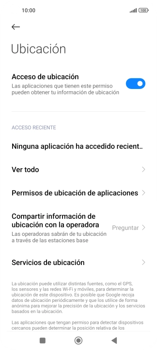 Pulsa Permisos de ubicación de aplicaciones.
