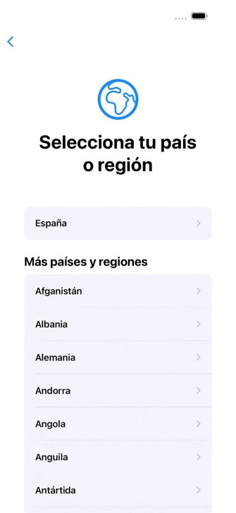 Pulsa el país o el área deseados.