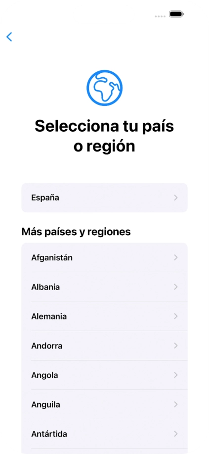 Pulsa el país o el área deseados.