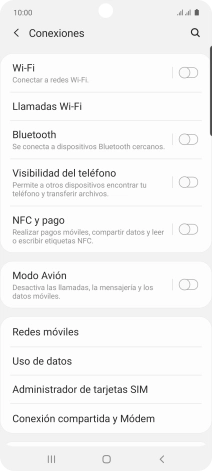 Pulsa Conexión compartida y Módem.