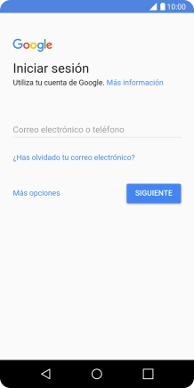 Si no tienes una cuenta de Google, pulsa Más opciones y sigue las indicaciones de la pantalla para ver cómo crear una cuenta nueva.