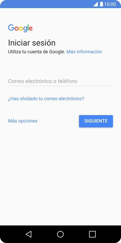 Si no tienes una cuenta de Google, pulsa Más opciones y sigue las indicaciones de la pantalla para ver cómo crear una cuenta nueva.