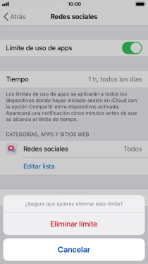 Pulsa Eliminar límite.