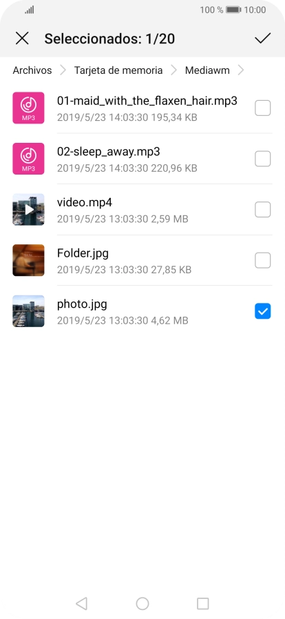 Pulsa el icono de aceptar.