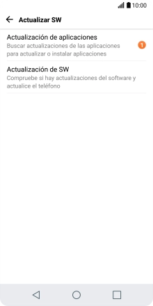Pulsa Actualización de SW. Si hay una versión de software nueva disponible, aparecerá ahora en la pantalla. Sigue las indicaciones de la pantalla para actualizar el software del teléfono.