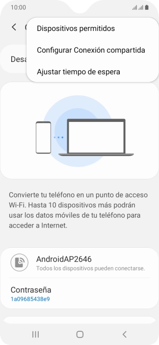 Pulsa Configurar Conexión compartida.