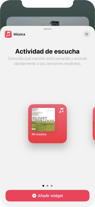 Desliza el dedo hacia la derecha o hacia la izquierda por la pantalla para seleccionar el tamaño de widget deseado.