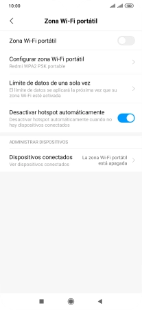 Pulsa Configurar zona Wi-Fi portátil.