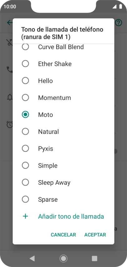 Pulsa el timbre de llamada deseado para seleccionarlo.