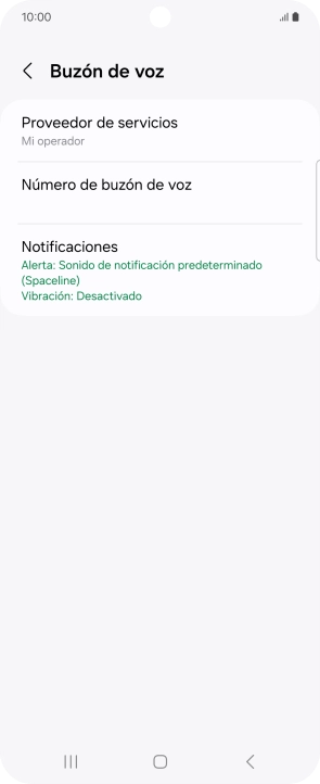 Pulsa Número de buzón de voz.