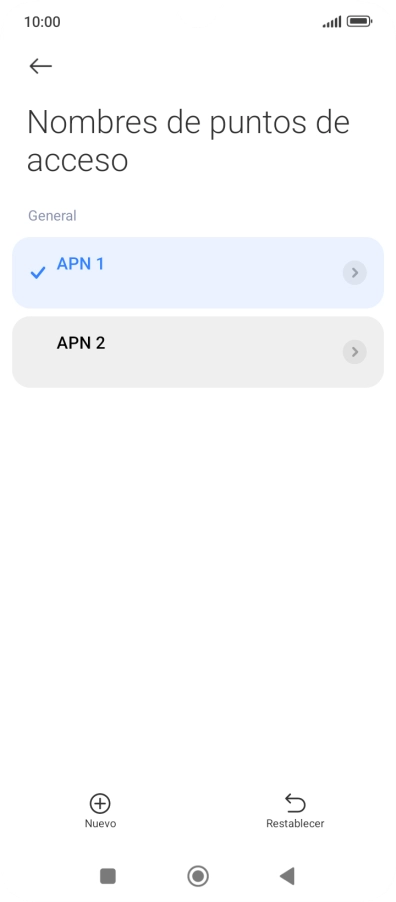 Pulsa la conexión de datos deseada para activarla.