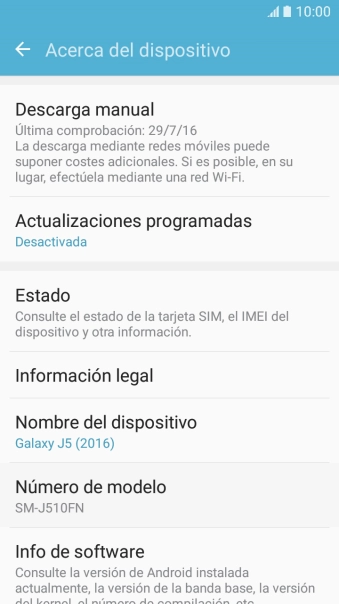 Pulsa Descarga manual. Si hay una versión de software nueva disponible, aparecerá ahora en la pantalla. 
Sigue las indicaciones de la pantalla para actualizar el software del teléfono.