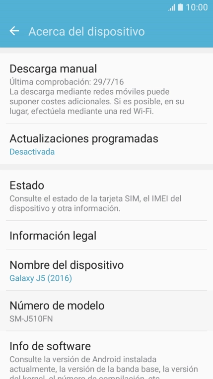 Pulsa Descarga manual. Si hay una versión de software nueva disponible, aparecerá ahora en la pantalla. 
Sigue las indicaciones de la pantalla para actualizar el software del teléfono.