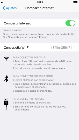 Pulsa Contraseña Wi-Fi e introduce una contraseña.