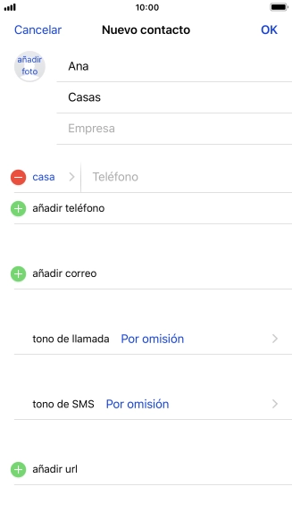 Pulsa Teléfono e introduce el número de teléfono deseado.