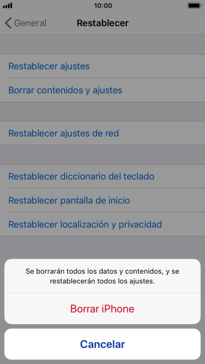 Pulsa Borrar iPhone.
