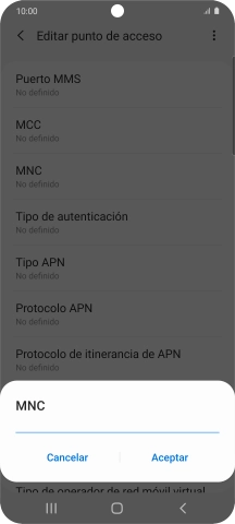 Introduce 01 y pulsa Aceptar.