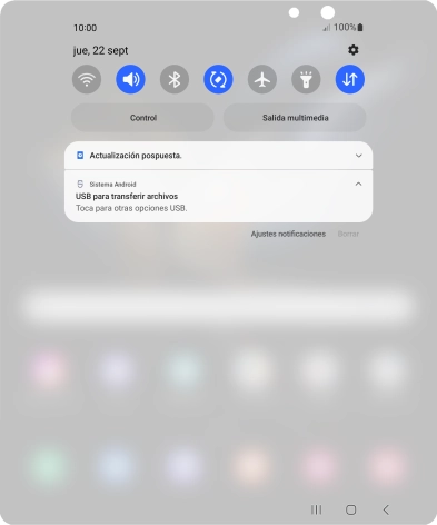 Pulsa Toca para otras opciones USB..