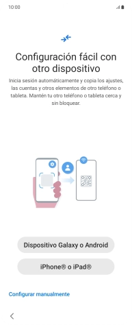 Pulsa la opción deseada para transferir contenido desde otro dispositivo y pulsa Configurar manualmente.