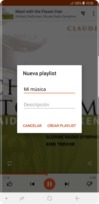 Introduce el nombre deseado de la lista de reproducción y pulsa CREAR PLAYLIST.