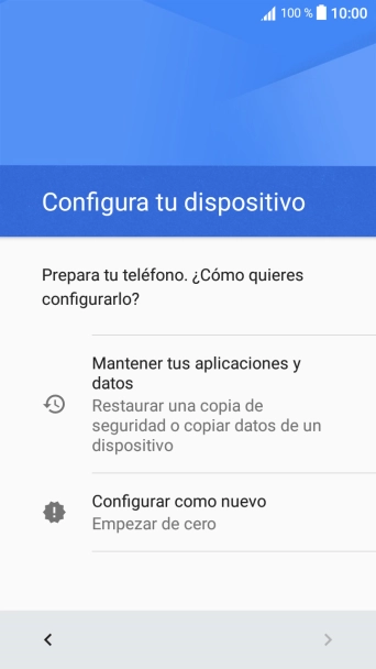 Puedes transferir el contenido de otro teléfono cuando activas tu teléfono por primera vez y cuando lo has restablecido. Cuando aparezca en la pantalla del teléfono esta imagen, ya está listo para la transmisión del contenido del otro teléfono.