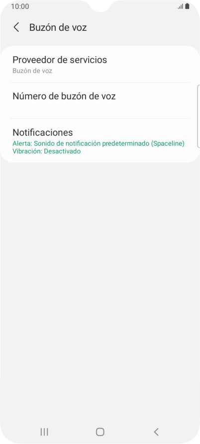 Pulsa Número de buzón de voz.