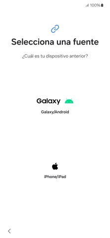 Pulsa el ajuste deseado y sigue las instrucciones de la pantalla para transferir el contenido del otro teléfono.