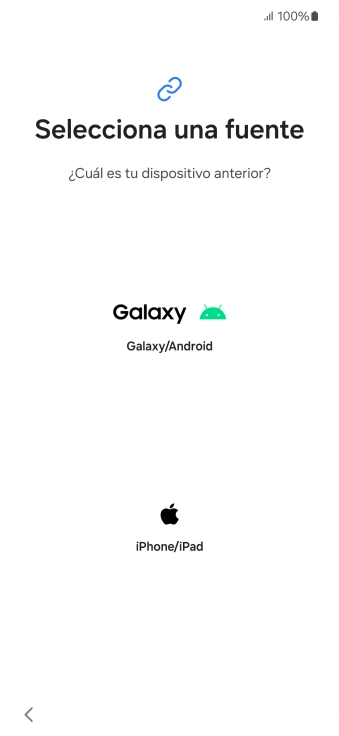 Pulsa el ajuste deseado y sigue las instrucciones de la pantalla para transferir el contenido del otro teléfono.