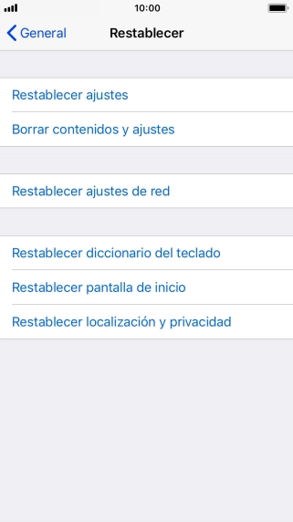 Pulsa Restablecer ajustes.