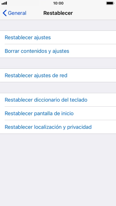 Pulsa Restablecer ajustes.